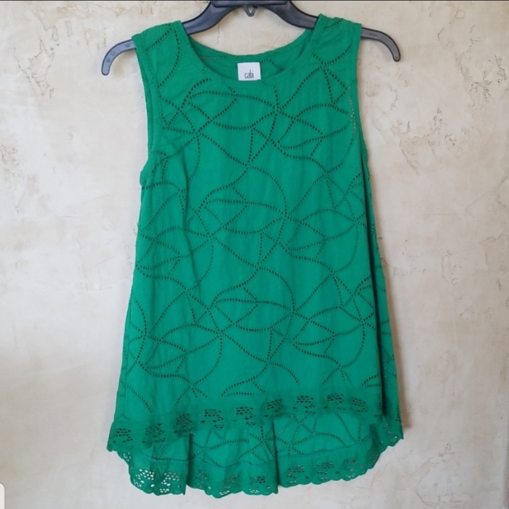 CAbi NWOT Gemma Sleeveless Green Top XS